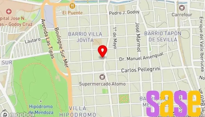 mapa de Aire Acondicionado Electricidad Velasco Taller de reparación de automóviles, Tienda de baterías para automóvil en Godoy Cruz