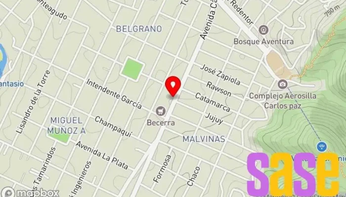 mapa de Cárcano Electricidad Tienda de electricidad, Tienda de iluminación en Villa Carlos Paz
