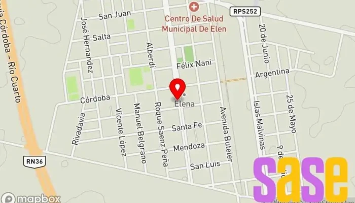 mapa de Cooperativa de Luz y Fuerza de Elena Ltda. Compañía eléctrica, Oficinas de empresa en Elena