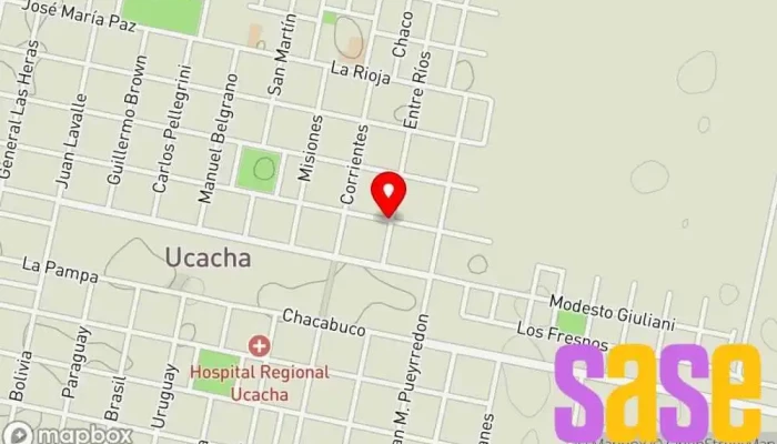 mapa de Cooperativa Eléctrica y de Servicios Públicos Ucacha Ltda.-CESPU Oficina de la Administración, Servicio de ambulancias, Proveedor de servicios de Internet en Ucacha