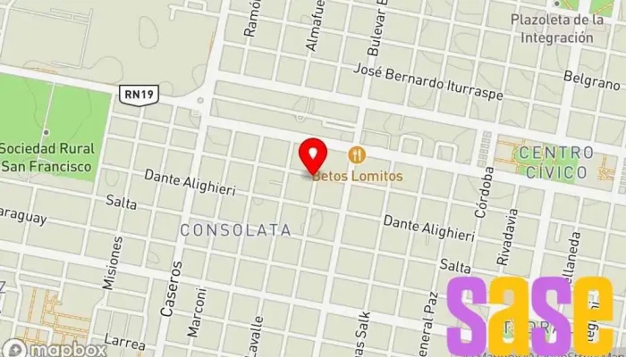 mapa de Electrosur SRL Tienda de electricidad, Tienda de iluminación en San Francisco