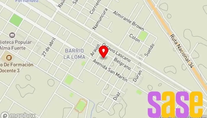 mapa de FM BELGRANO - 91.900 MHz. Emisora de radio en Fernández